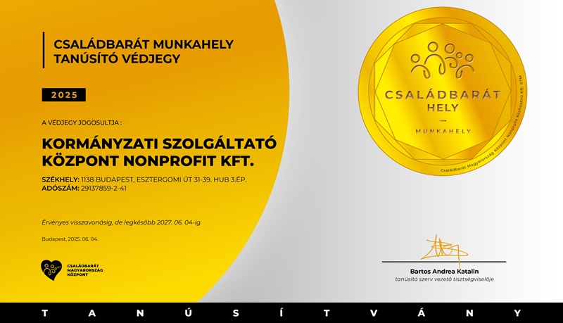 Családbarát tanúsítvány